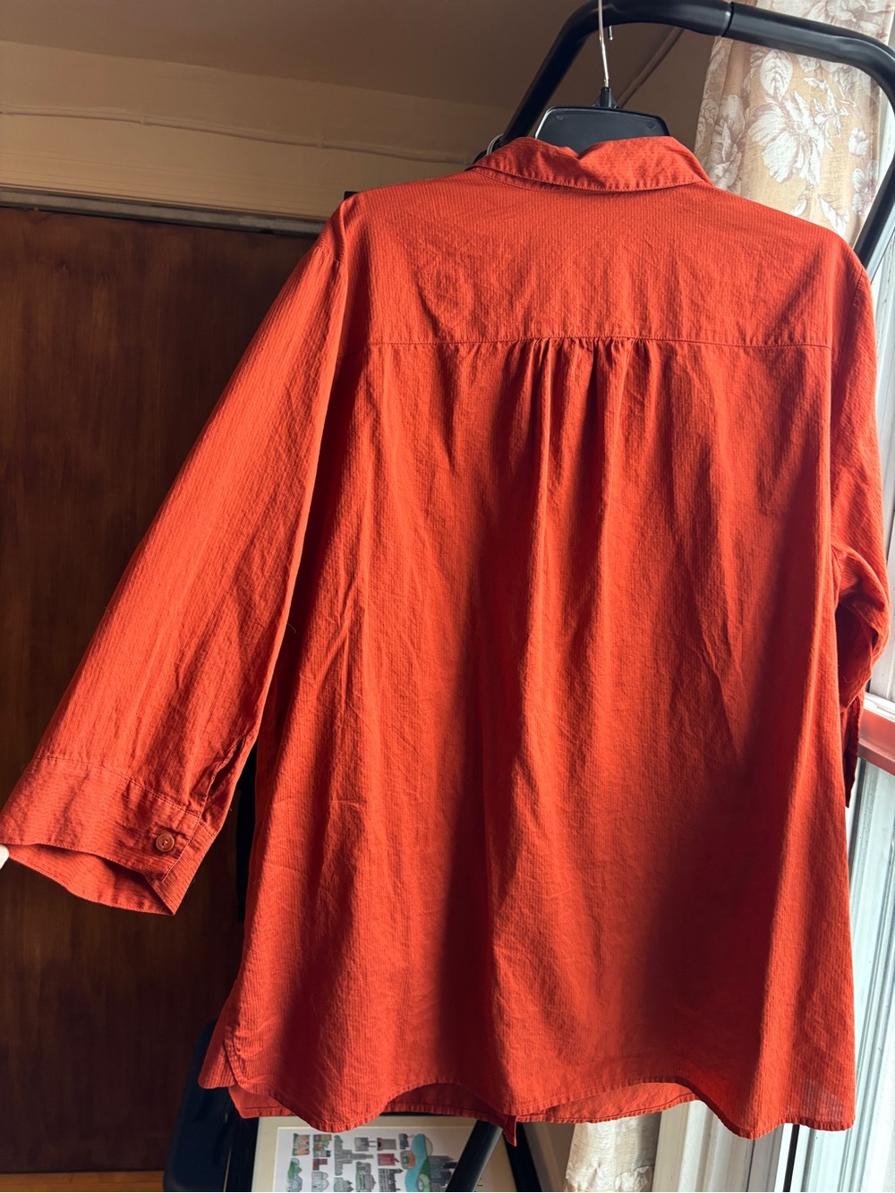 EUC Vintage Eileen Fisher Burnt Orange Red Cotton Button-Down Shirt | Women’s 1X - Picture 2 of 16